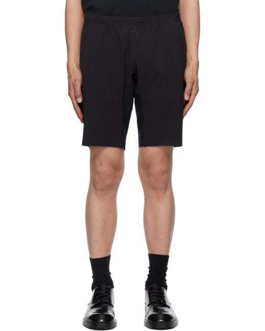 Veilance Black Elastic Waist Shorts for men