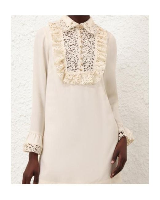 Zimmermann White Lace-Trim Dress