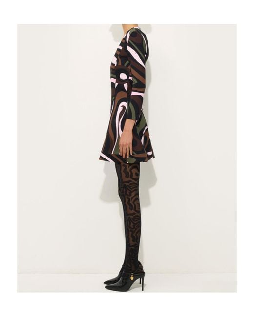 Emilio Pucci Black Marmo Print Compact Jersey Dress