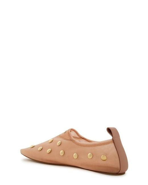 Chloé Brown Rita Stud-Embellished Mesh Ballet Flats