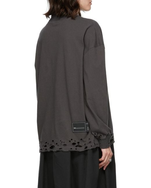 we11done Black Distressed-Hem Sweatshirt for men