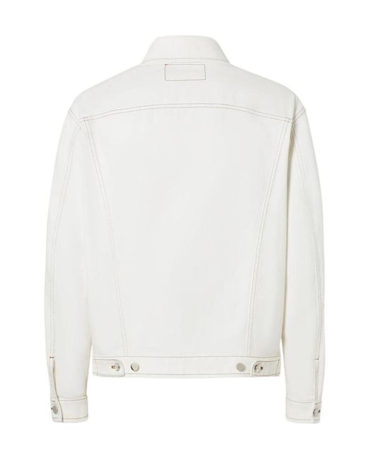 Fendi White Logo Patch Oversized Jeans Jacket for men