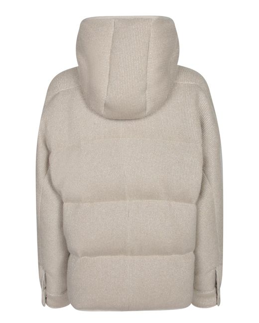Brunello Cucinelli Gray Padded Zip-Up Coat