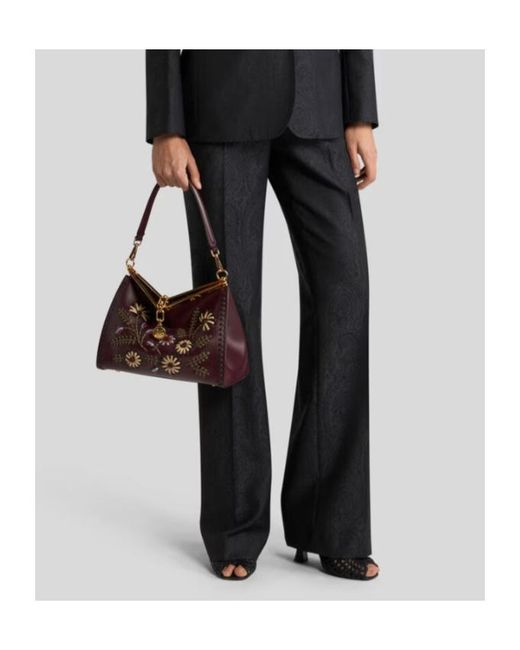 Etro Blue Wool Jacquard Trousers With Arnica Motif