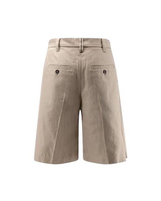 Brunello Cucinelli Natural Cotton And Linen Shorts