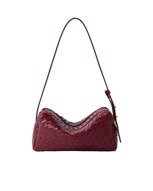 Elleme Purple Trousse Woven Leather Burgundy