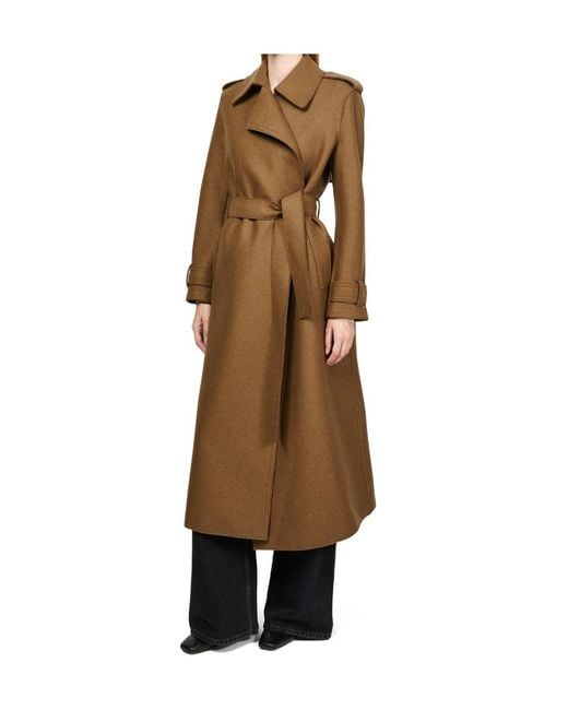 Harris Wharf London Natural Double-Stitched Long Trench