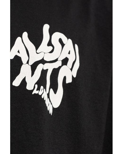 AllSaints Black Graphic Logo T-Shirt for men