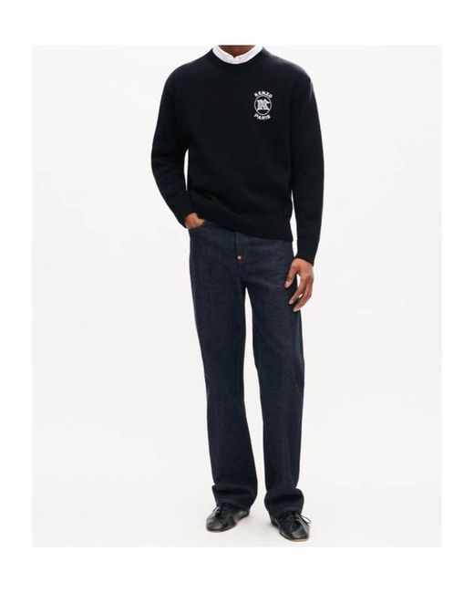 KENZO Blue Paris Emblem Embroidered Jumper for men