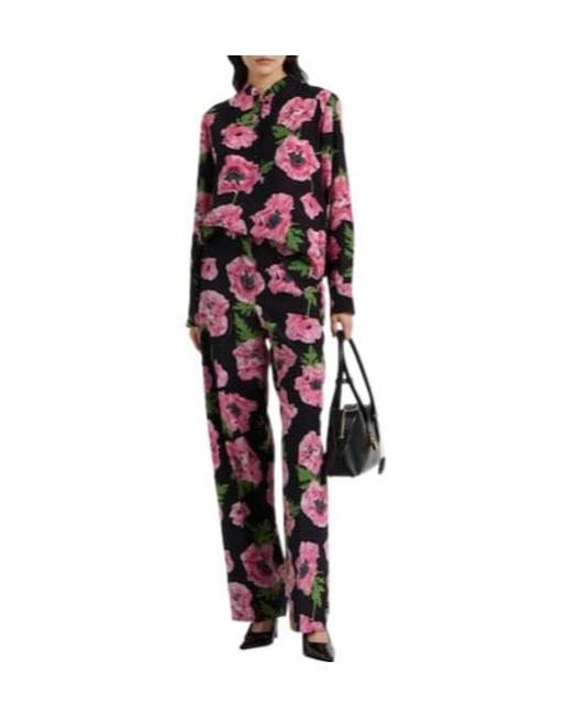 Stella McCartney Red Silky Loose Printed Trousers