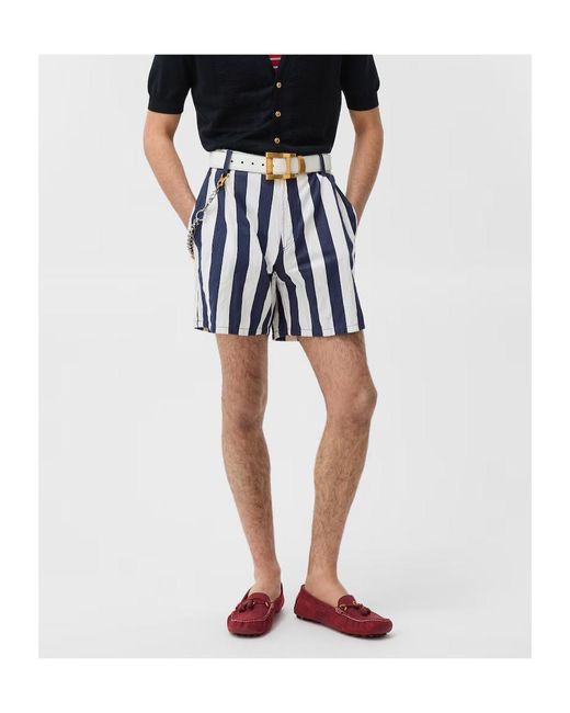 Versace Blue Striped Tailored Shorts for men