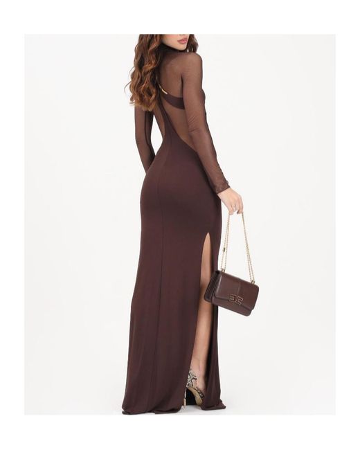 Elisabetta Franchi Purple Sheer Panel Turtleneck Dress