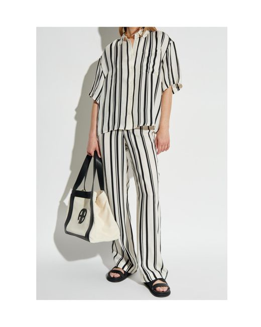 Anine Bing Multicolor Striped Short-Sleeve Shirt