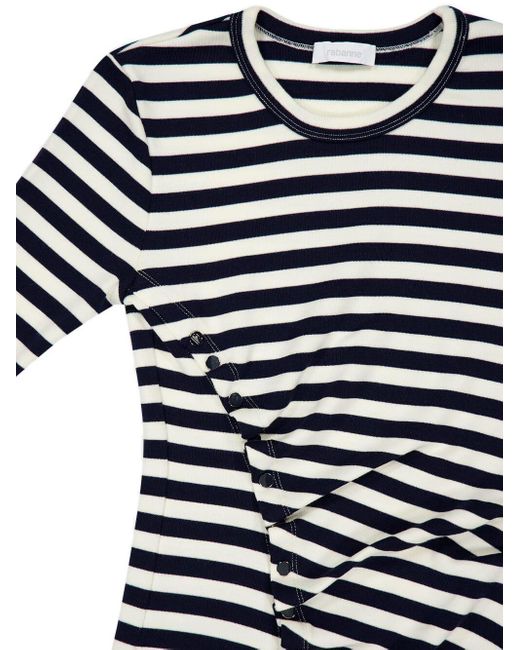 Rabanne Blue Rabanne Striped Asymmetric Button-Detail Top