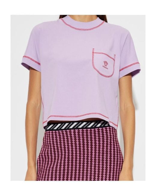 Versace Purple Crew-Neck T-Shirt