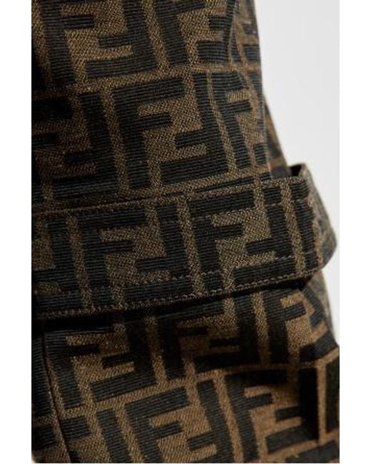 Fendi Gray Ff Motif Straight-Leg Trousers