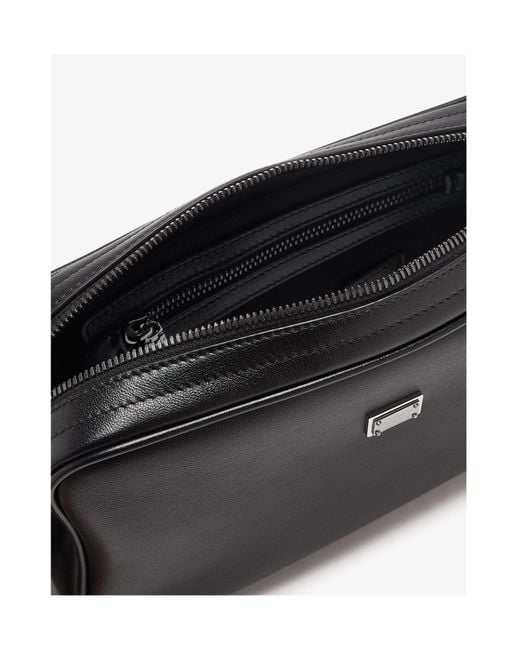 Dolce & Gabbana Black Logo Tag Zipped Messenger Bag for men