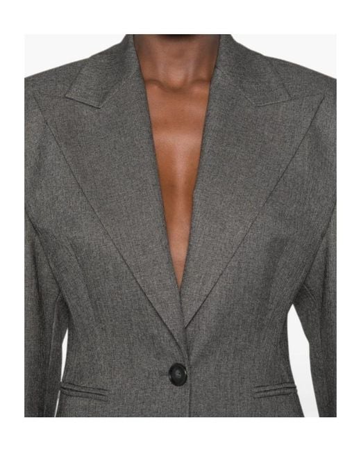 ANDAMANE Gray Single-Button Suit Jacket