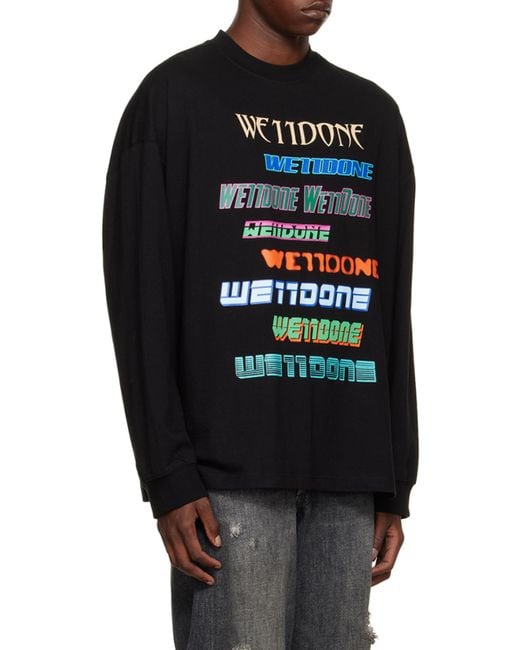 we11done Black Logo-Print Cotton Sweatshirt for men