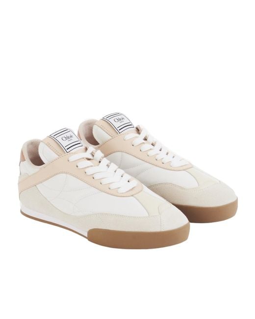 Chloé White Chloé Logo Detailed Lace-Up Sneakers