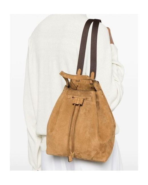 The Row Brown Drawstring-Fastening Suede Backpack