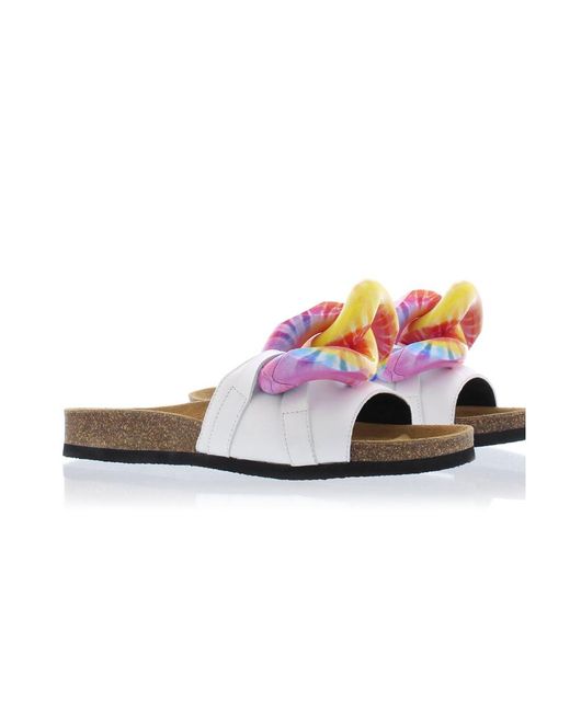 J.W. Anderson White Chain Flat Slippers