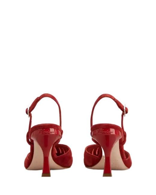 Roger Vivier Red Escarpins Dorsay Virgule En Cuir Velours