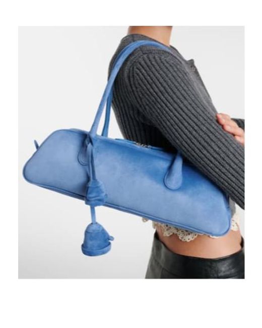 Magda Butrym Blue Brigitte Trapeze Suede Shoulder Bag