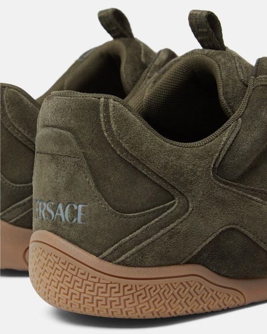 Versace Green Round-Toe Lace-Up Sneakers for men