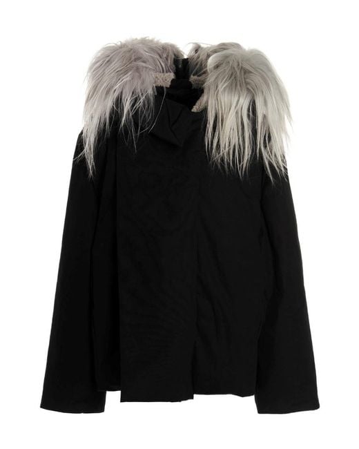 Rick Owens Black Hooded Down Jacket