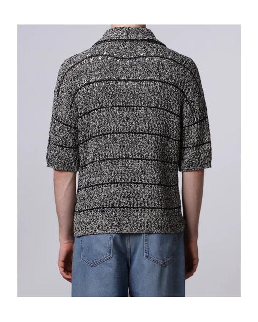 Roberto Collina Gray Mouline Short-Sleeve Cardigan for men