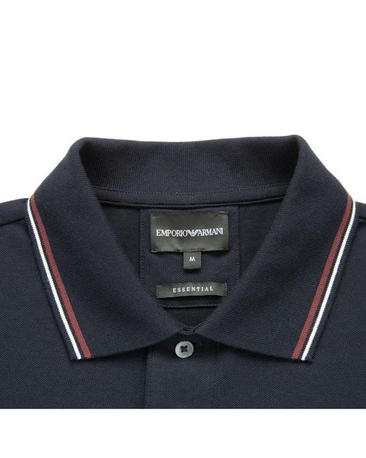 Emporio Armani Blue Logo Printed Short Sleeved Polo Shirt for men