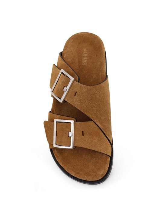 Alohas Brown Double Buckle Flat Sandals