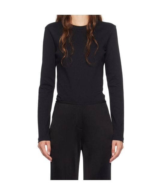 Helmut Lang Black Round Collar And Long-Sleeved T-Shirt
