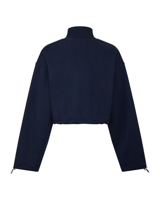 Miu Miu Blue Cropped Zip-Up Fleece Jacket