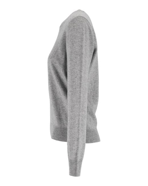 Peserico Gray Fine Knit Crewneck Sweater