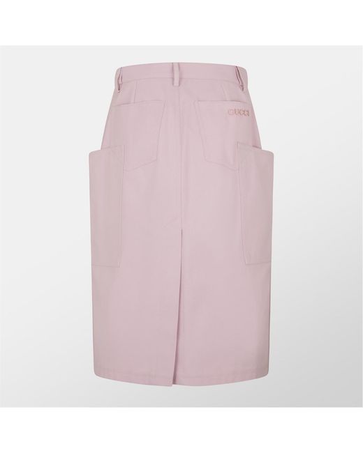 Gucci Pink Canvas Midi Skirt