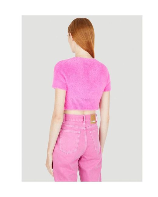 Jacquemus Pink Logo Knitted Cardigan