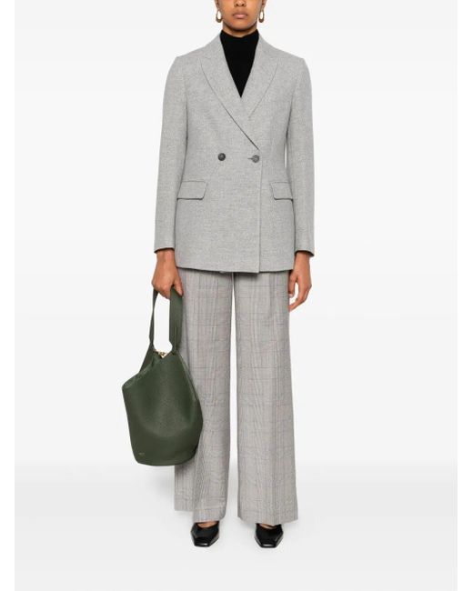 Peserico Gray Checked Straight-Leg Trousers