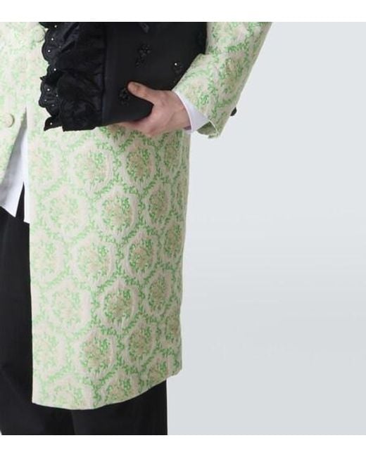Simone Rocha White Floral Cotton-Blend Jacquard Coat for men