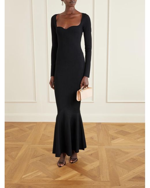 Stella McCartney Black Flared Stretch-Jersey Bustier Gown