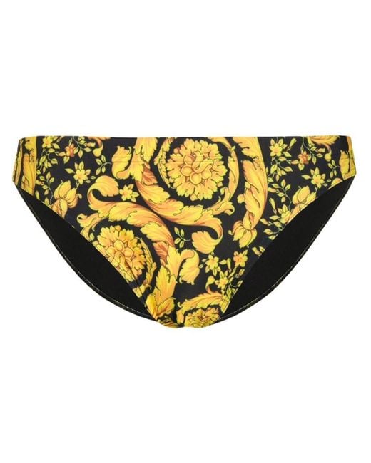 Versace Yellow Barocco Printed Swim Briefs for men