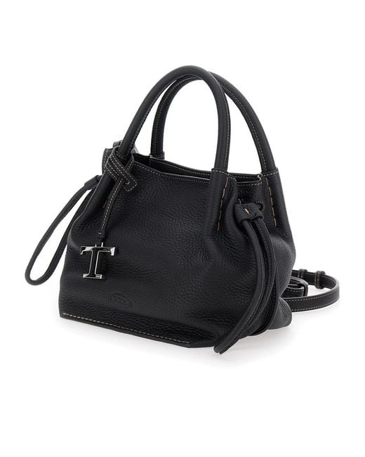 Tod's Black Logo Plaque Medium Bucket Bag