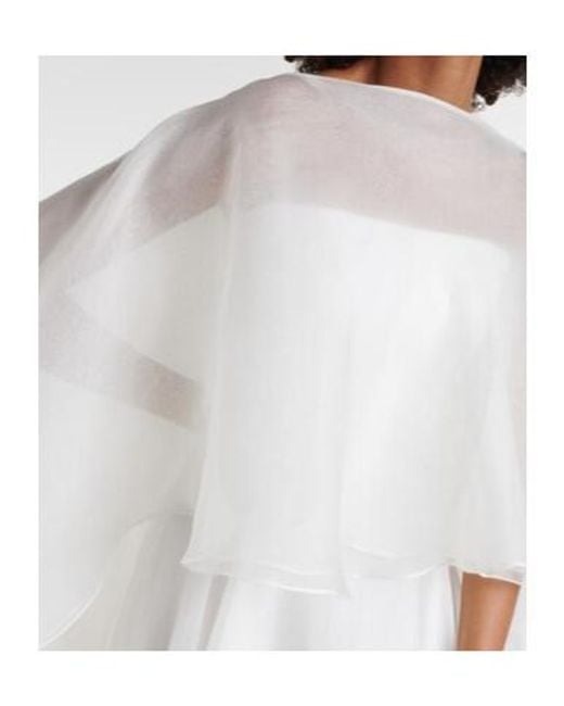 Maticevski White Bridal Dhalia Caped Silk Gown