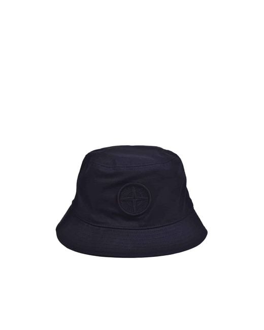 Stone Island Blue Compass-Embroidery Bucket Hat for men