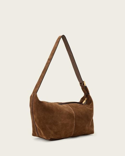AllSaints Brown Zippered Shoulder Bag