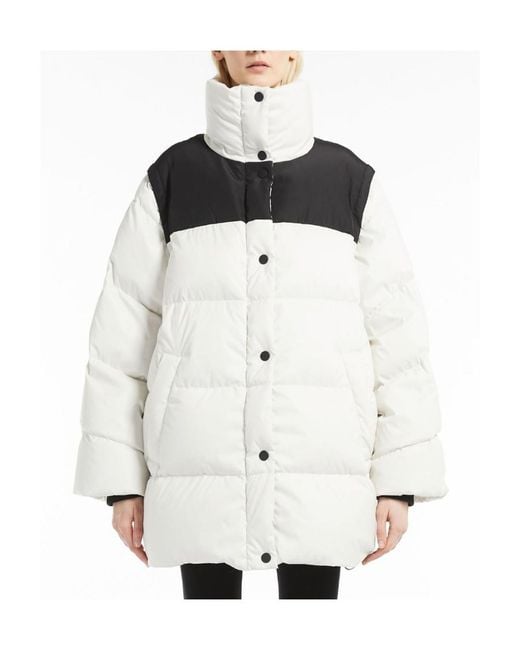 Weekend by Maxmara White Down Jacket With Logo Collar