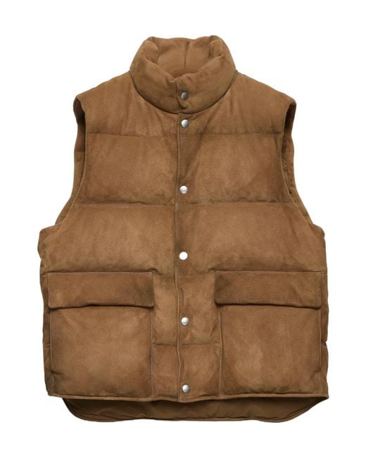 Prada Brown Button-Up Down Gilet for men
