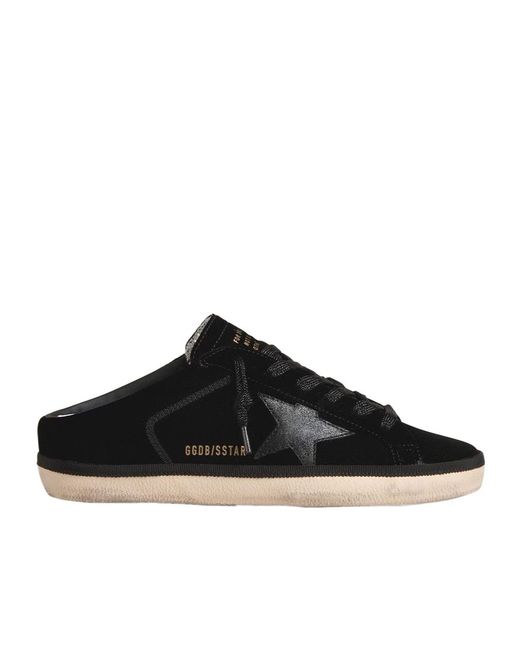 Golden Goose Deluxe Brand Black Superstar Lace-Up Velvet Sabots