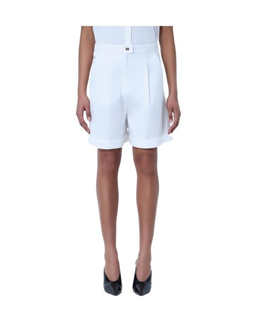 Max Mara Blue Pleated Tailored Shorts